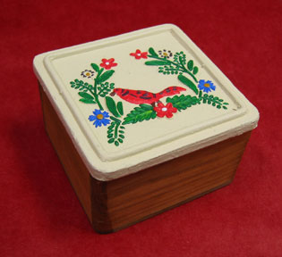 Decorative Wooden Boxes - Hand Painted Ceramic Lid